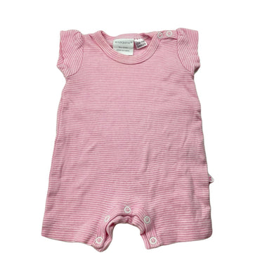 Girls Marquise, pink stripe cotton romper, FUC, size 0000,  