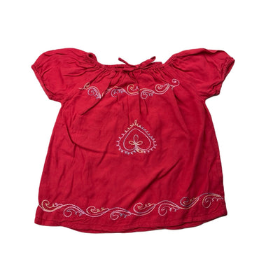 Girls lightweight, hand embroidered top, no labels, armpit to armpit: 27cm, GUC, size 2-3,  