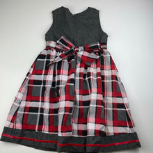 Load image into Gallery viewer, Girls Princess, embroidered Belle lined checked dress , EUC, size 5, L: 64cm