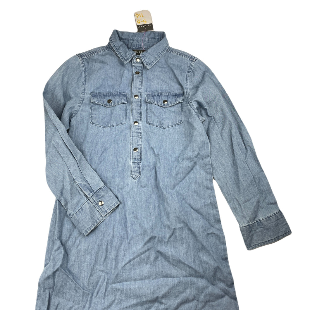 Girls Primark, chambray cotton shirt dress, NEW, size 5-6, L: 63cm approx