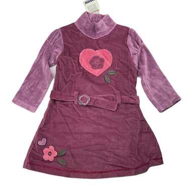 Girls WWW Fashion, cotton corduroy & velvet long sleeve dress, NEW, size 2, L: 48cm