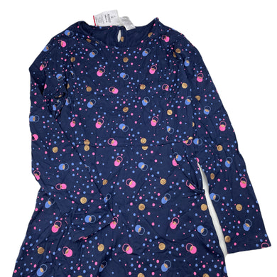Girls Target, navy cotton long sleeve dress, NEW, size 12, L: 73cm