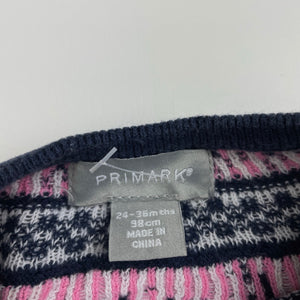 Girls Primark, navy knitted cotton long sleeve dress, GUC, size 2-3, L: 48cm