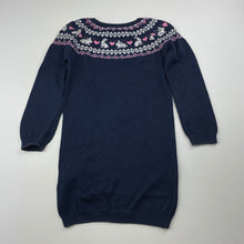 Load image into Gallery viewer, Girls Primark, navy knitted cotton long sleeve dress, GUC, size 2-3, L: 48cm