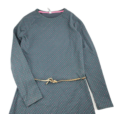 Girls HEMA, spotted stretch cotton long sleeve dress, GUC, size 11-12, L: 72cm