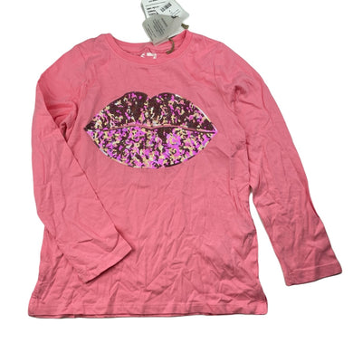 Girls Cotton On, pink cotton long sleeve top, sequins, NEW, size 7,  