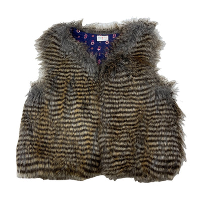 Girls Jack & Milly, cotton lined faux fur vest, 2 hook fasten, EUC, size 7,  