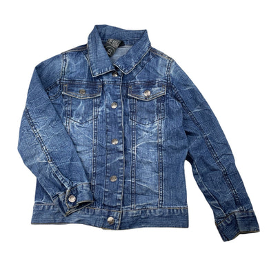 Girls Cotton On, stretch denim jacket / coat, poppers, GUC, size 6,  