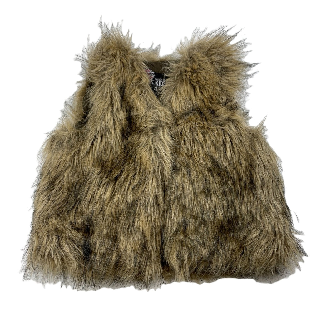Girls Cotton On, cotton lined faux fur vest / jacket, single button fasten, GUC, size 4,  
