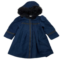 Load image into Gallery viewer, Girls Pumpkin Patch, navy hooded winter jacket / coat, L: 43cm, EUC, size 1,  