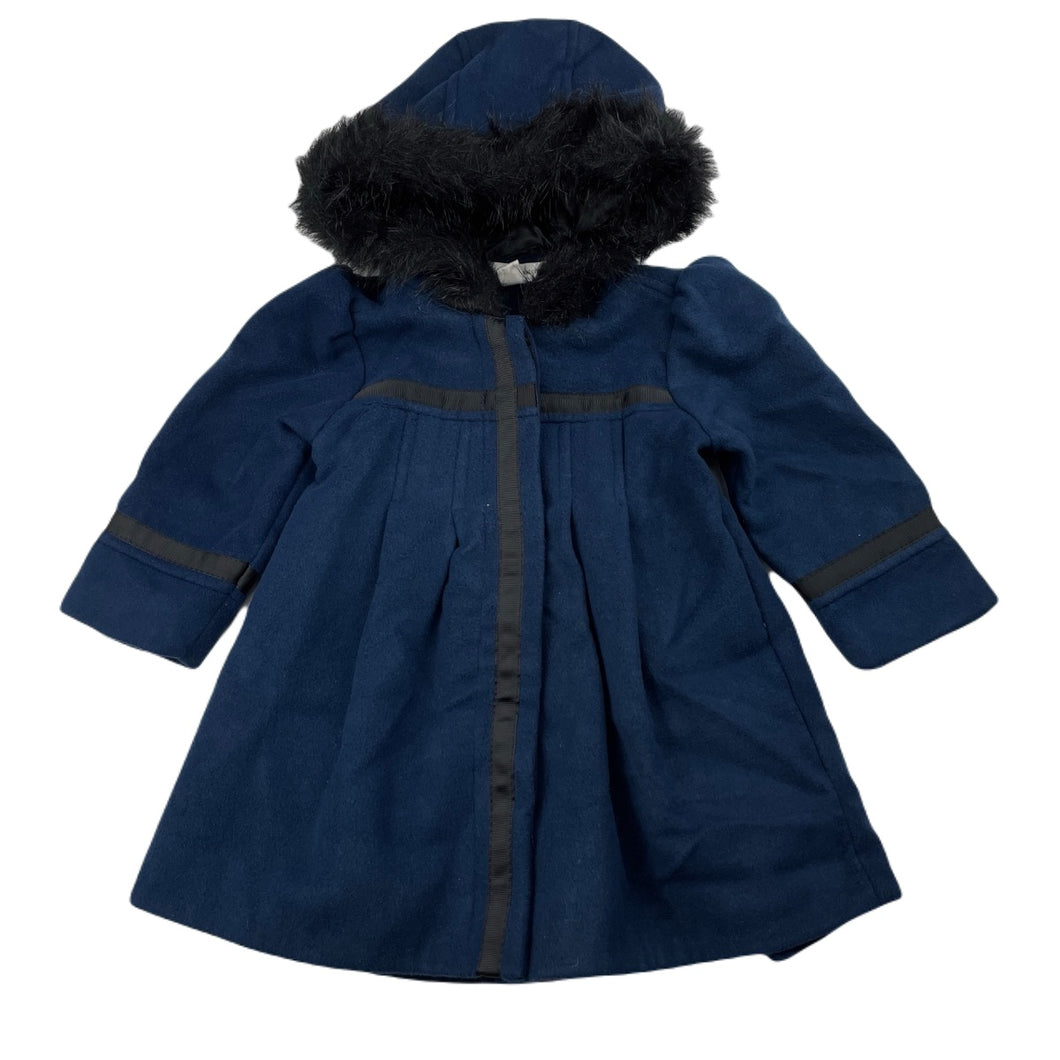 Girls Pumpkin Patch, navy hooded winter jacket / coat, L: 43cm, EUC, size 1,  