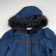 Load image into Gallery viewer, Girls Pumpkin Patch, navy hooded winter jacket / coat, L: 43cm, EUC, size 1,  