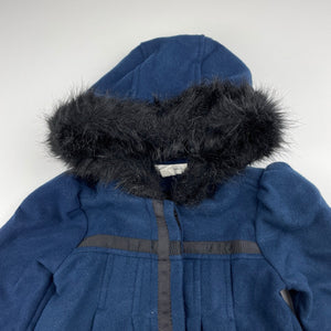 Girls Pumpkin Patch, navy hooded winter jacket / coat, L: 43cm, EUC, size 1,  