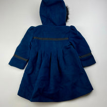 Load image into Gallery viewer, Girls Pumpkin Patch, navy hooded winter jacket / coat, L: 43cm, EUC, size 1,  