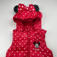 Load image into Gallery viewer, Girls H&amp;M, Disney Minnie Mouse hooded puffer vest, EUC, size 1,  