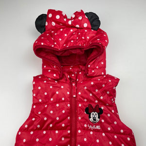 Girls H&M, Disney Minnie Mouse hooded puffer vest, EUC, size 1,  