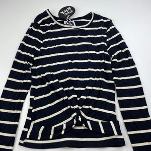 Girls Eve Girl, navy stripe stretchy twist front top, NEW, size 12,  