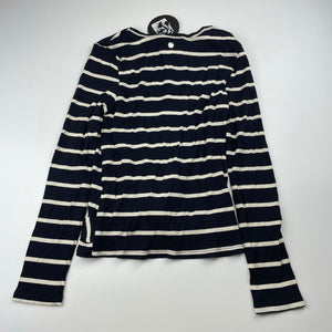 Girls Eve Girl, navy stripe stretchy twist front top, NEW, size 12,  