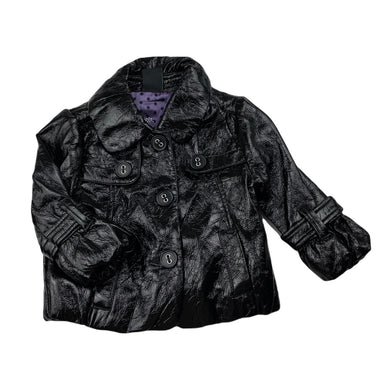 Girls Sista, shiny black jacket / coat, L: 33cm, EUC, size 2,  