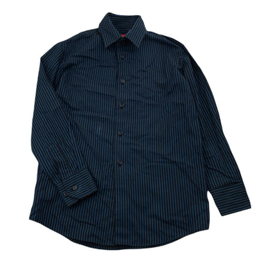 Boys FRED BRACKS, black & blue stripe long sleeve dress shirt, EUC, size 7,  