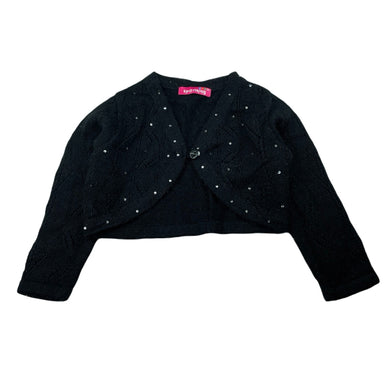 Girls Sportking, black bolero cardigan, armpit to armpit: 29cm, shoulder to cuff: 31cm, GUC, size 3,  