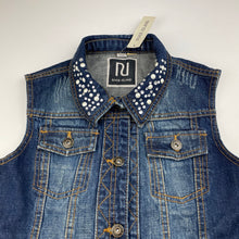 Load image into Gallery viewer, Girls RIVER ISLAND, embellished distressed denim vest/jacket, NEW, size 12,  