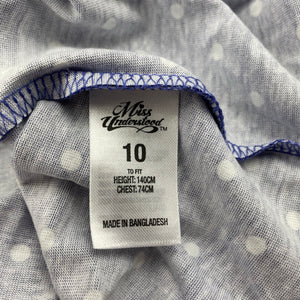 Girls Miss Understood, blue & white spot cotton long sleeve top, EUC, size 10,  