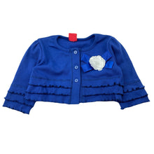 Load image into Gallery viewer, Girls BAILIWEINI, blue cropped 3/4 sleeve cardigan, EUC, size 3,  