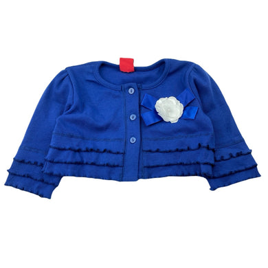 Girls BAILIWEINI, blue cropped 3/4 sleeve cardigan, EUC, size 3,  