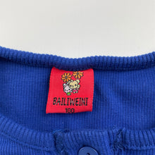 Load image into Gallery viewer, Girls BAILIWEINI, blue cropped 3/4 sleeve cardigan, EUC, size 3,  