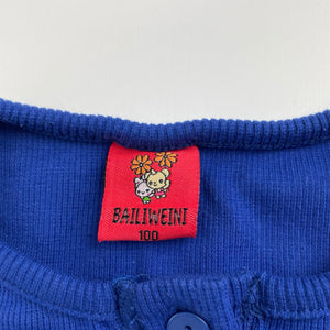 Girls BAILIWEINI, blue cropped 3/4 sleeve cardigan, EUC, size 3,  