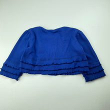 Load image into Gallery viewer, Girls BAILIWEINI, blue cropped 3/4 sleeve cardigan, EUC, size 3,  