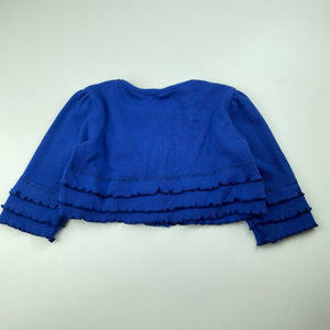 Girls BAILIWEINI, blue cropped 3/4 sleeve cardigan, EUC, size 3,  