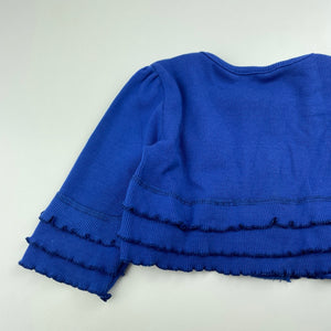 Girls BAILIWEINI, blue cropped 3/4 sleeve cardigan, EUC, size 3,  