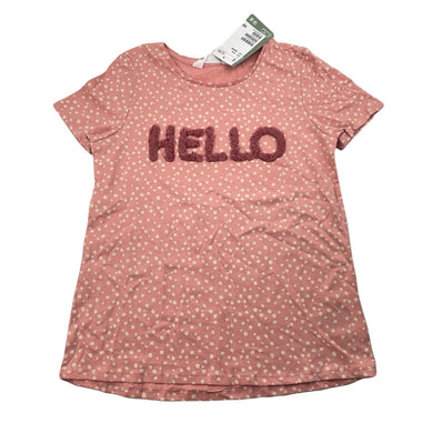 Girls H&M, pretty pink embellished cotton t-shirt / top, NEW, size 9-10,  