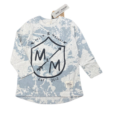 Boys Milk & Masuki, organic cotton blend long sleeve splatter print top, NEW, size 3,  