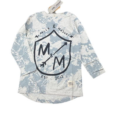 Boys Milk & Masuki, organic cotton blend long sleeve splatter print top, NEW, size 5,  