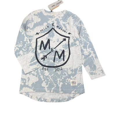 Boys Milk & Masuki, organic cotton blend long sleeve splatter print top, NEW, size 7,  