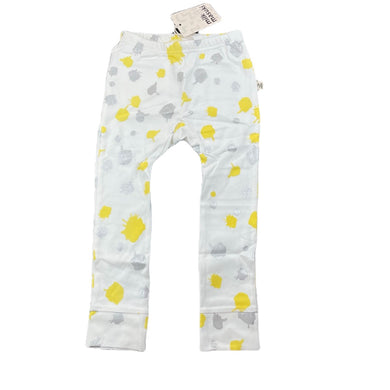 Girls Milk & Masuki, white, yellow & silver organic cotton leggings / bottoms, NEW, size 3,  