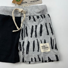 Load image into Gallery viewer, Boys Milk &amp; Masuki, organic cotton matchstick shorts, elasticated, NEW, size 0,  