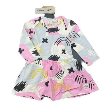 Girls Milk & Masuki, organic cotton romper dress, NEW, size 0, L: 39cm