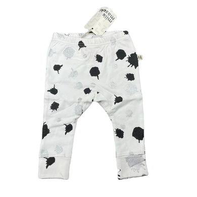Girls Milk & Masuki, white, silver & black organic cotton leggings, NEW, size 00,  