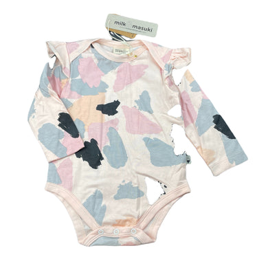 Girls Milk & Masuki, organic cotton ruffle bodysuit / romper, NEW, size 0,  