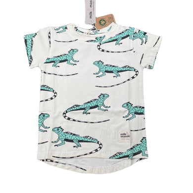 Boys Milk & Masuki, organic cotton blend t-shirt / top, iguanas, NEW, size 2,  