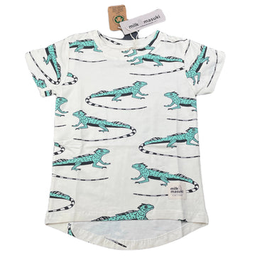 Boys Milk & Masuki, organic cotton blend t-shirt / top, iguanas, NEW, size 3,  