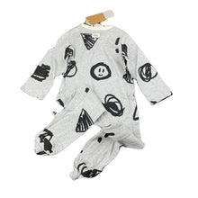 Load image into Gallery viewer, unisex Milk &amp; Masuki, organic cotton zip romper, hashtag meterage (print placement may vary), NEW, size 1,  