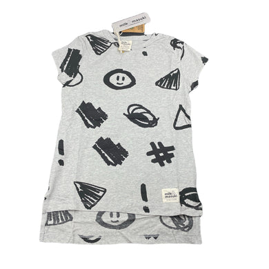 Girls Milk & Masuki, organic cotton blend box tee dress, NEW, size 2, L: 49cm approx