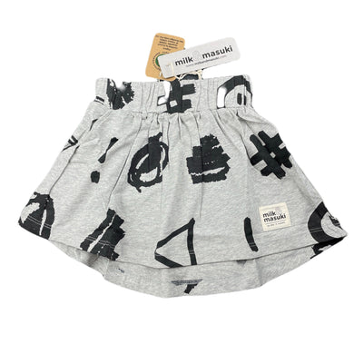 Girls Milk & Masuki, organic cotton blend skirt, hashtage meterage, elasticated, NEW, size 2,  