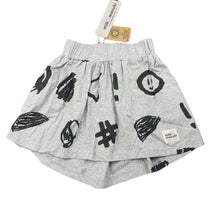 Load image into Gallery viewer, Girls Milk &amp; Masuki, organic cotton blend skirt, hashtage meterage, elasticated, NEW, size 4,  