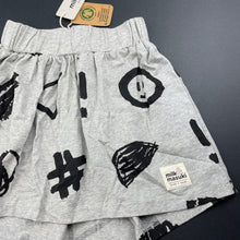 Load image into Gallery viewer, Girls Milk &amp; Masuki, organic cotton blend skirt, hashtage meterage, elasticated, NEW, size 4,  